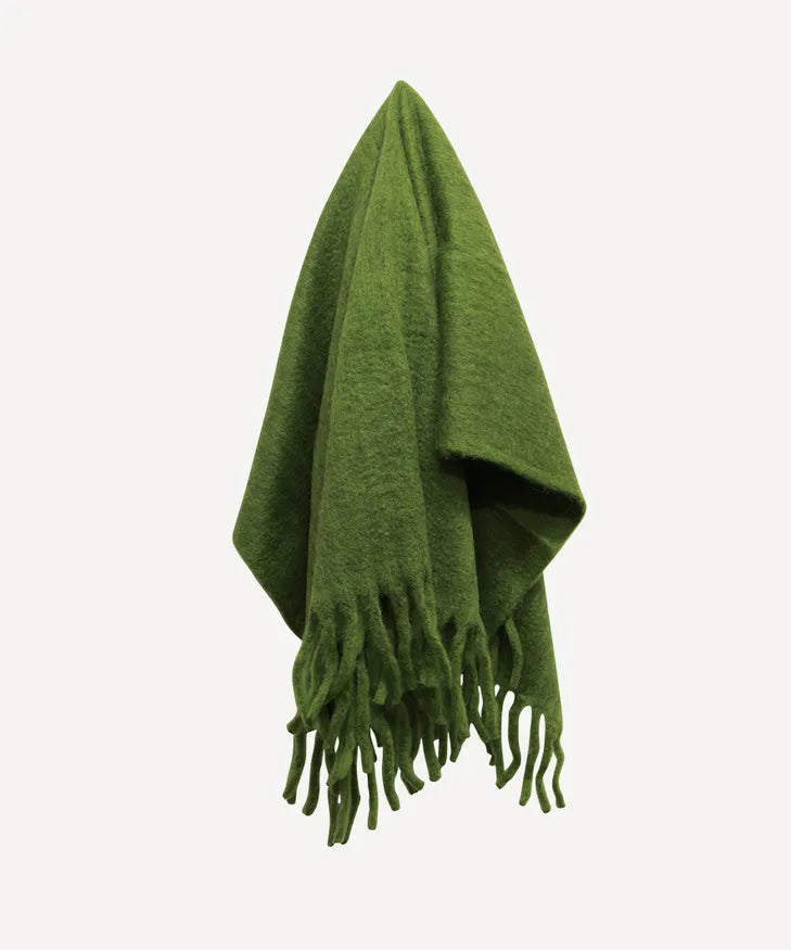 Solid Fringed Throw (Sage Green)