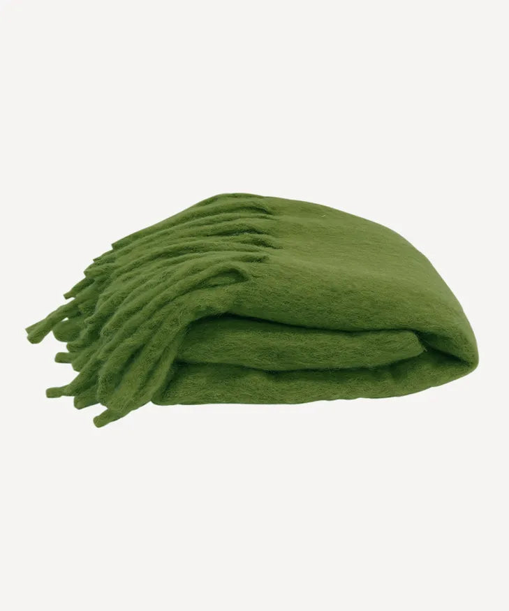 Solid Fringed Throw (Sage Green)