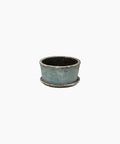 Wide Plant Pot & Saucer Small (Sea Blue)