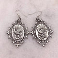 Ghost and Lola Sky Whisperer Earrings, antique silver carved bird cameo pair