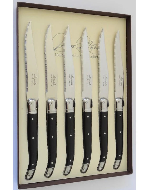 Black Laguiole 6 Steak Knives Gift Box (Black)