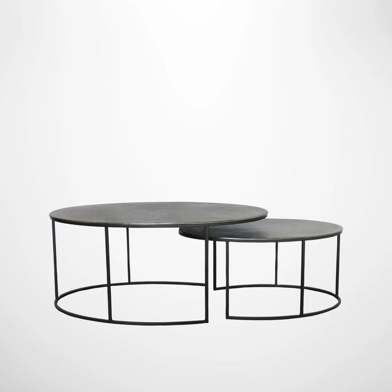 CC Interiors - Brooklyn Oval Nest of Coffee Tables (Gun Metal)