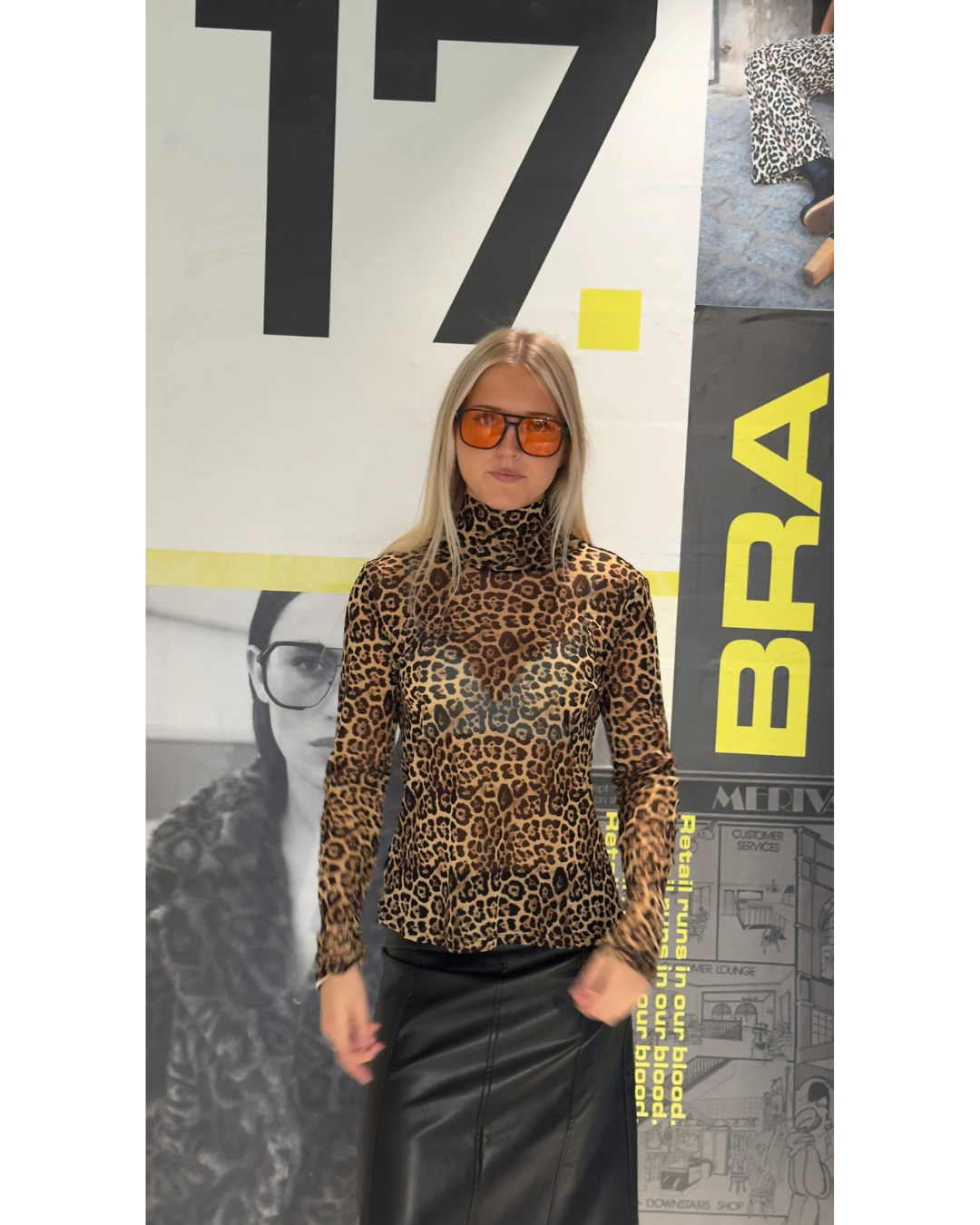 Orie High Neck Blouse LS (Leopard)