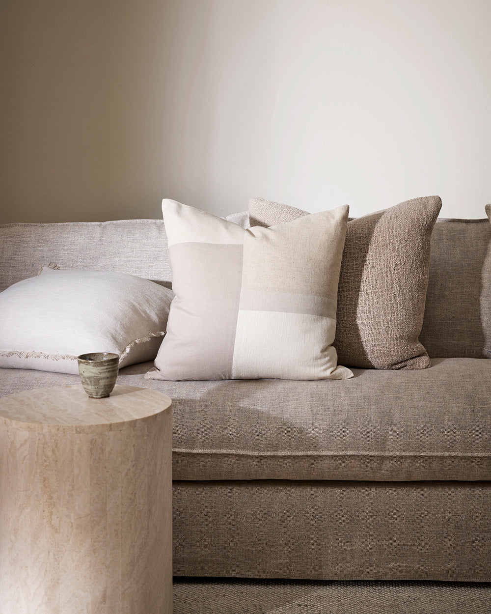 Sherwin Cushion with Feather Inner - Oatmeal