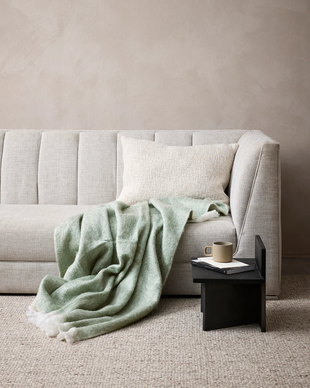 Sorrento (60% Acrylic, 20% Wool, 20% Polyester) Throw - Sage