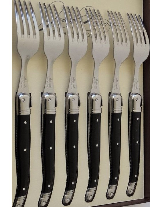 Laguiole 6 table forks gift box (Black)