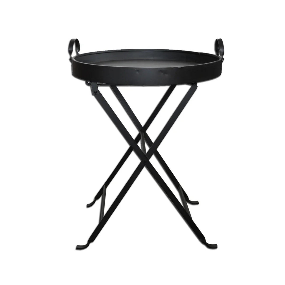 Black Iron Folding Tray Table