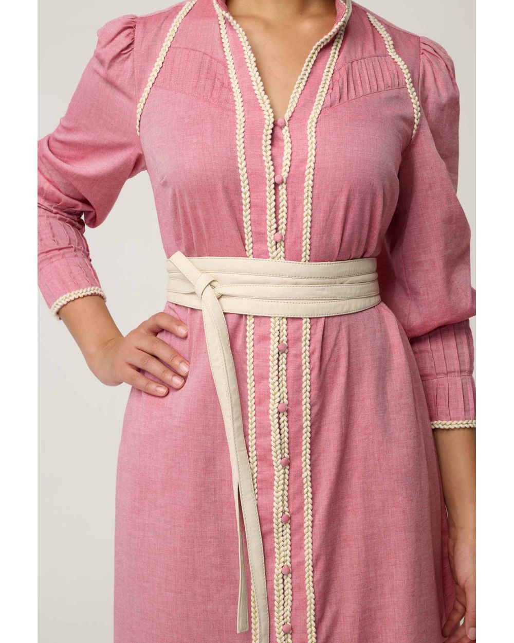 Isla Cotton Chambray Dress (Blush Chambray)