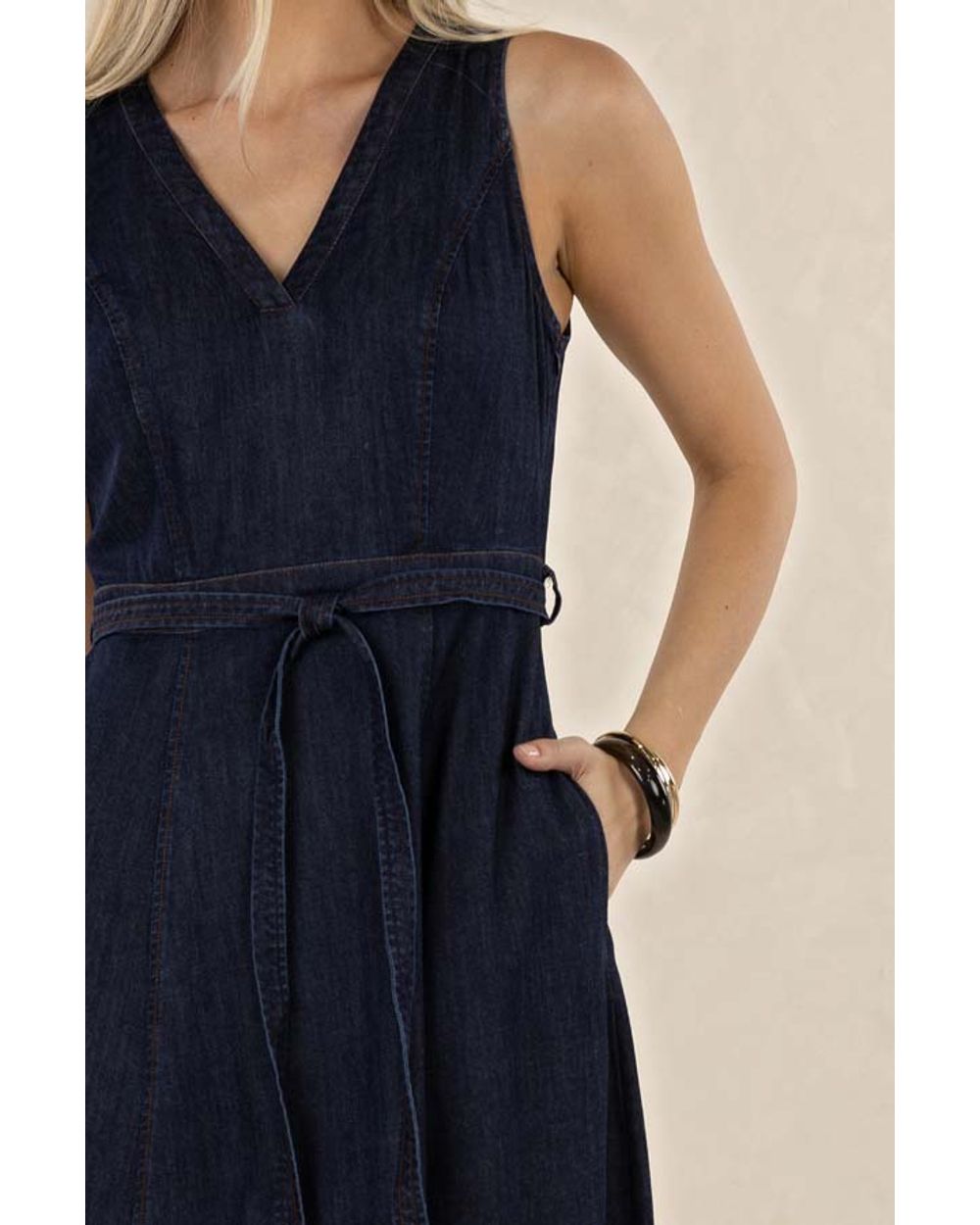 Humidity Ivy Denim Midi Dress in dark denim