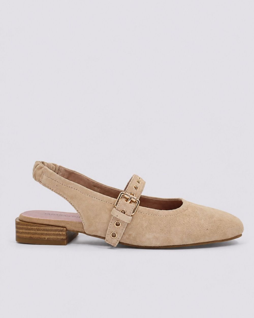 Tamara London Blast slingback flat in sand suede