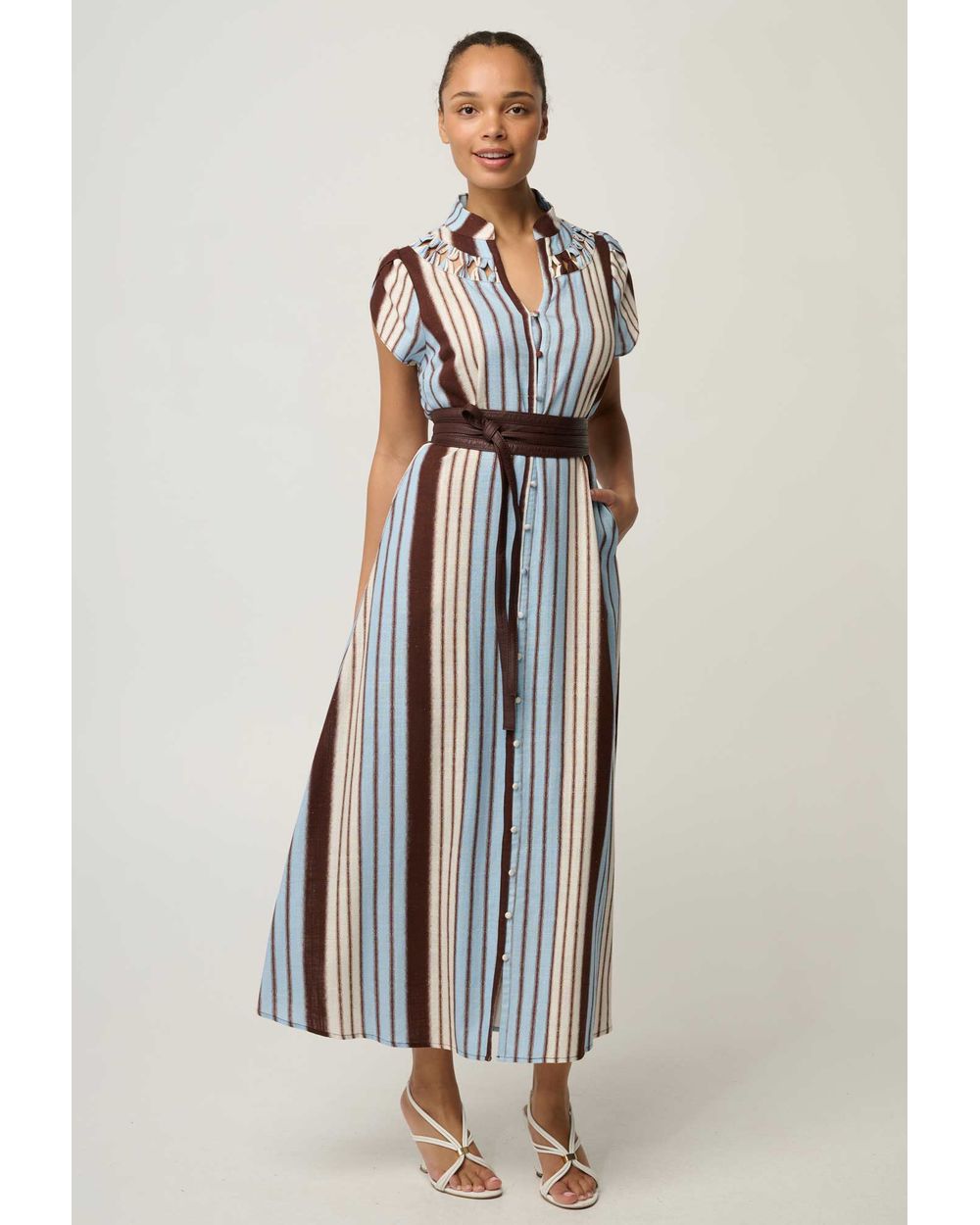 Cattleya Smock Maxi Dress (Iridescent Stripe)