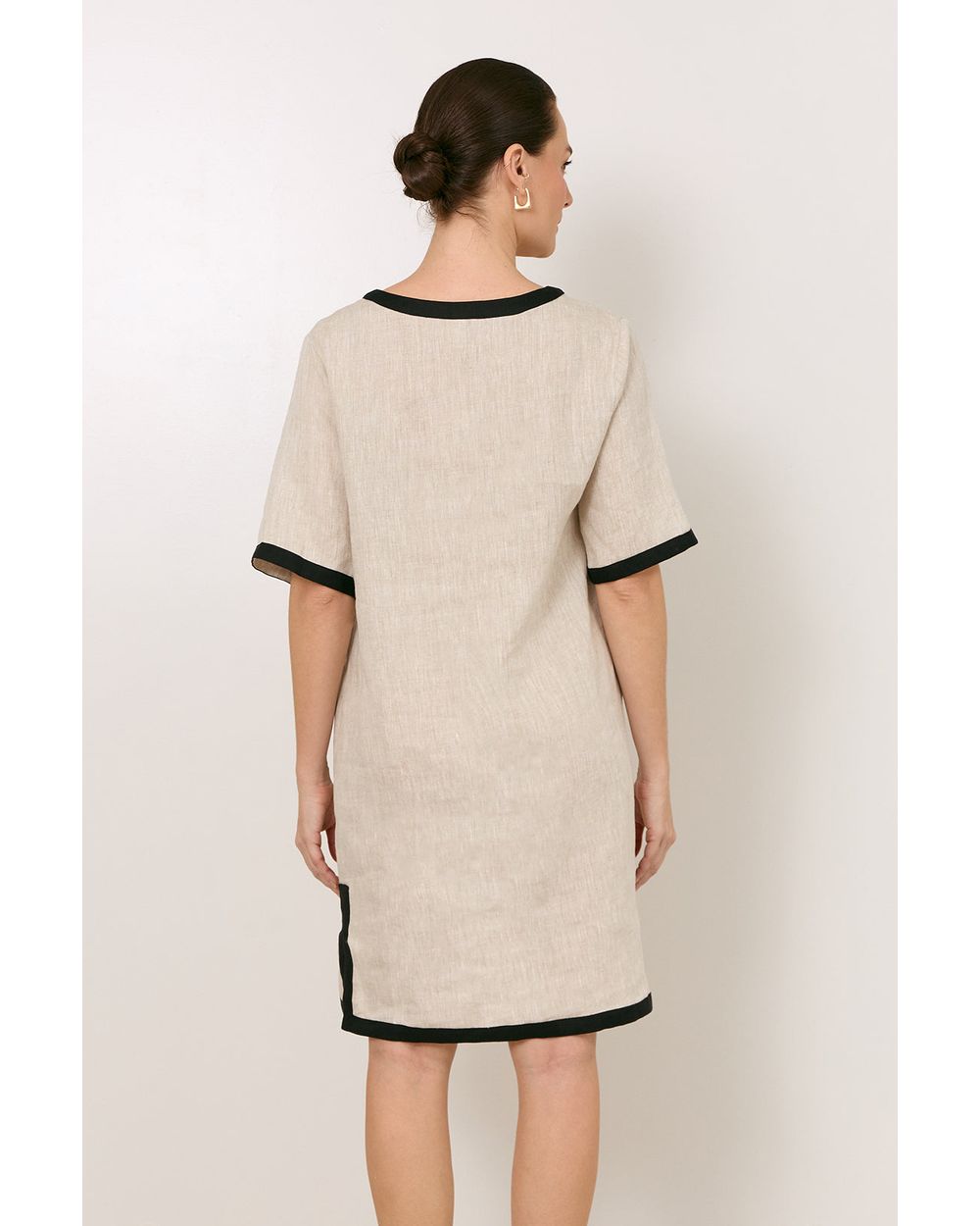 Adorne Sara Linen Short Dress in Natural