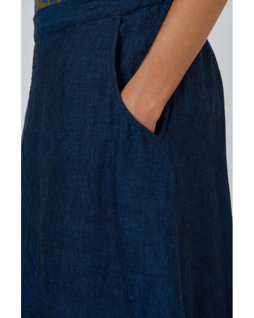 Naturals by O&J linen skirt in eclipse, front view