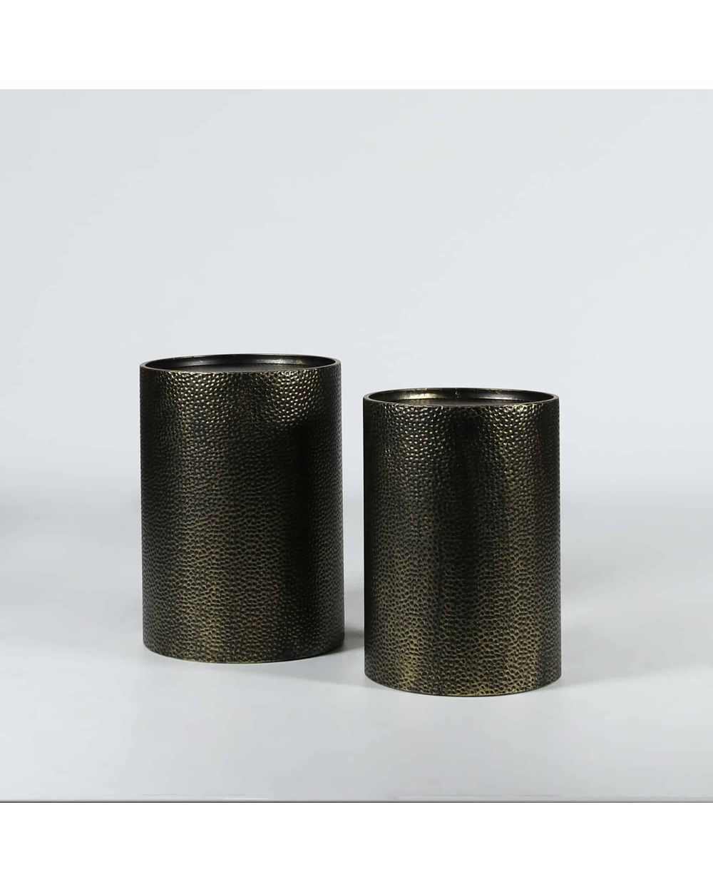 Le Forge Drum Side Table in antique gold