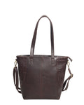 Baron Embossed Heritage Tote in Deep Brown leather