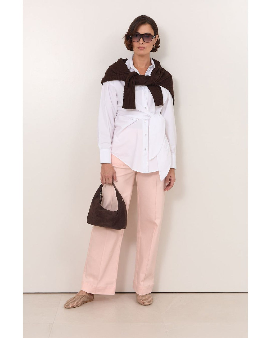 Adorne Rosalie Patch Pocket Denim Pant in Pink