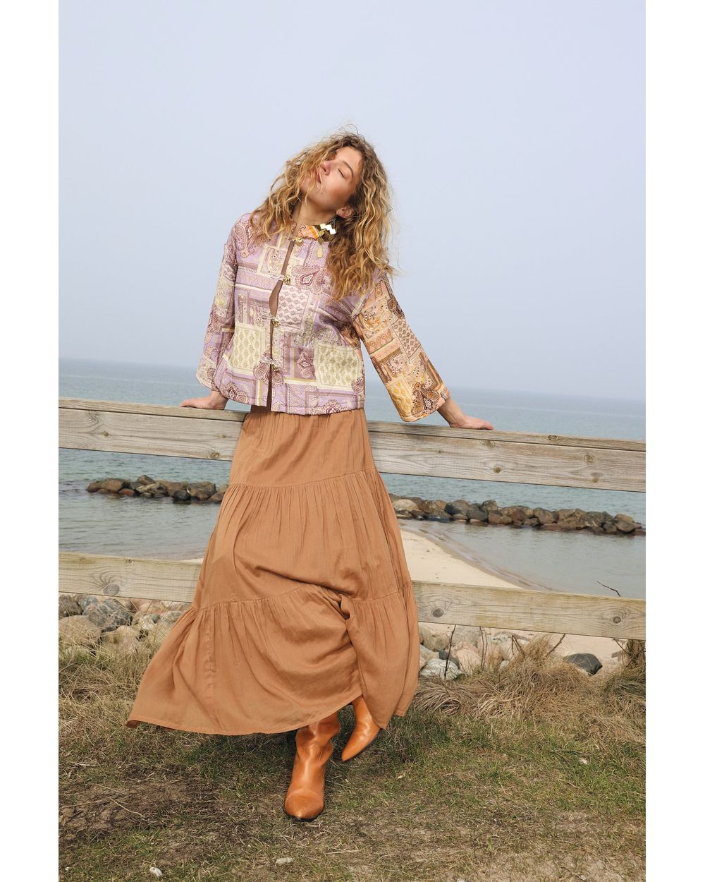 Lolly's Laundry Diamond Maxi Skirt in Camel