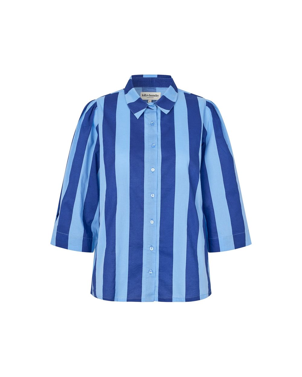 Lolly's Laundry Bono Shirt in wide stripe Blue, detail