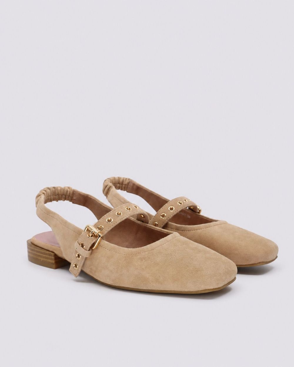 Tamara London Blast slingback flat in sand suede