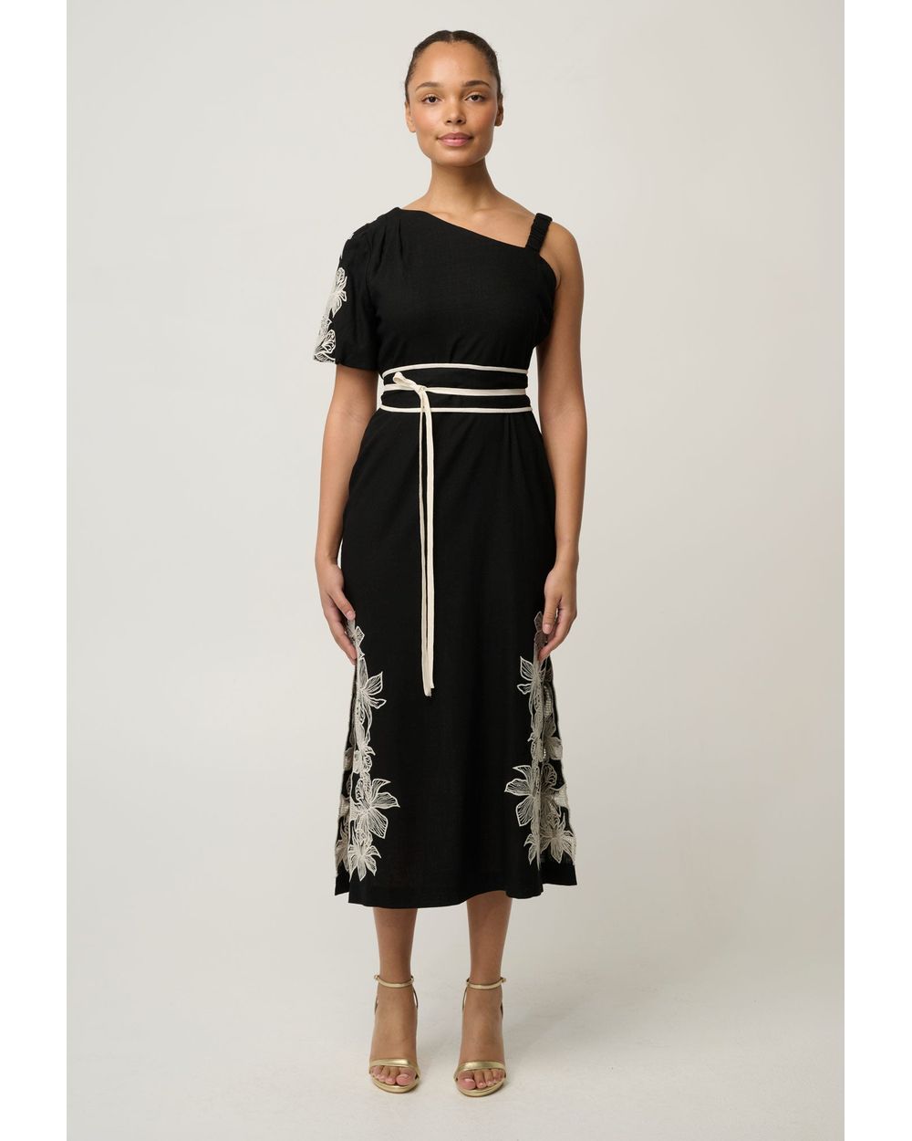 Elodie One Shoulder Dress (Black)