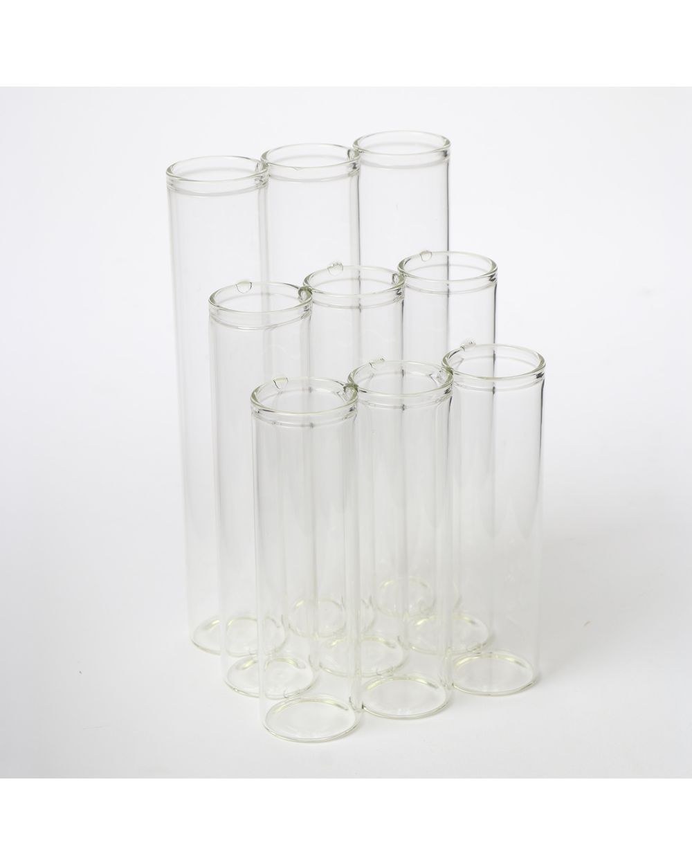 Le Forge Test Tube 9pc Vase 3x3 Sloped in clear glass