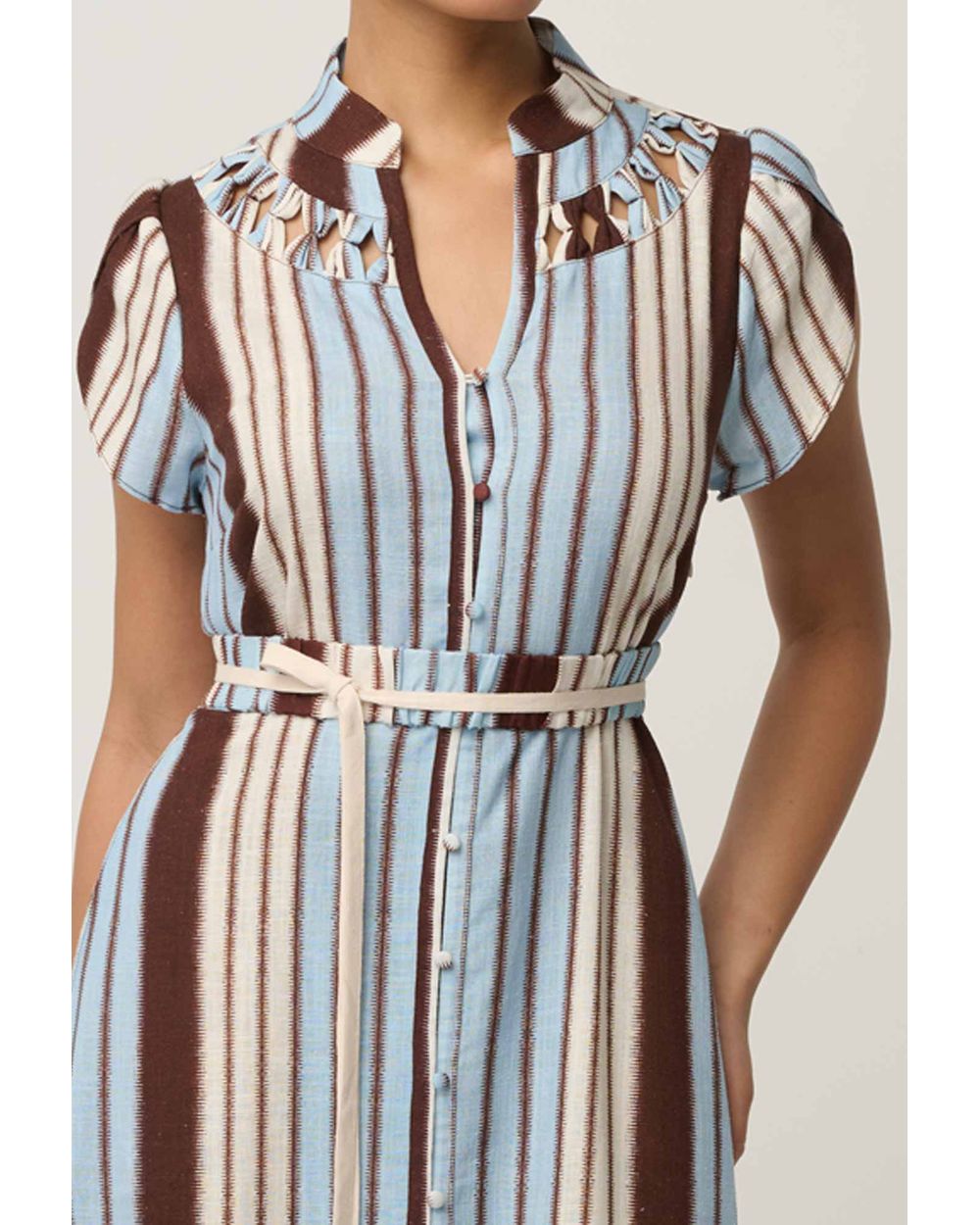 Cattleya Smock Maxi Dress (Iridescent Stripe)