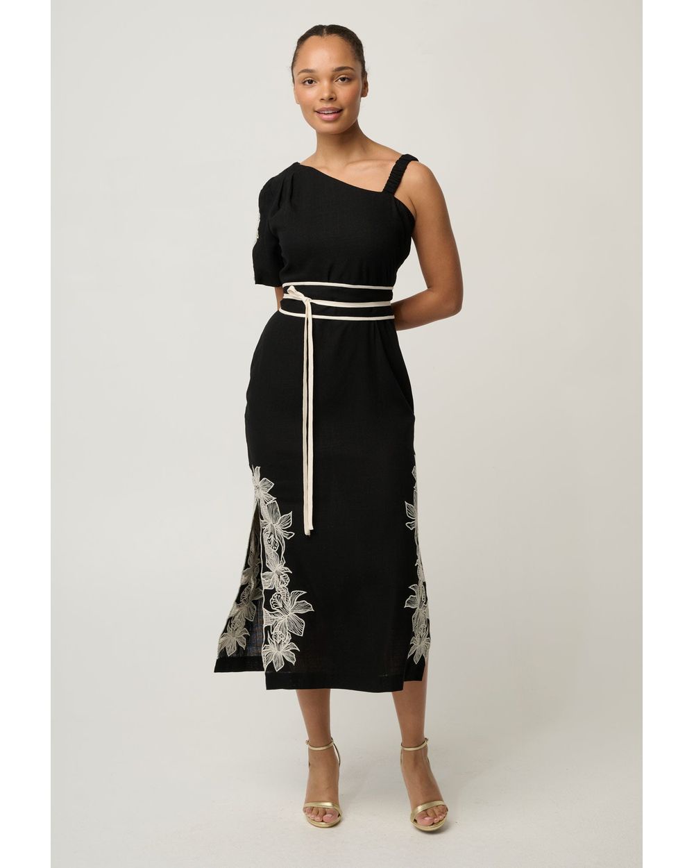Elodie One Shoulder Dress (Black)