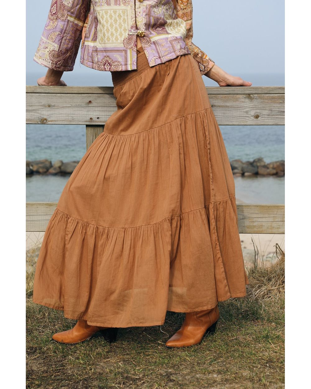 Lolly's Laundry Diamond Maxi Skirt in Camel, side