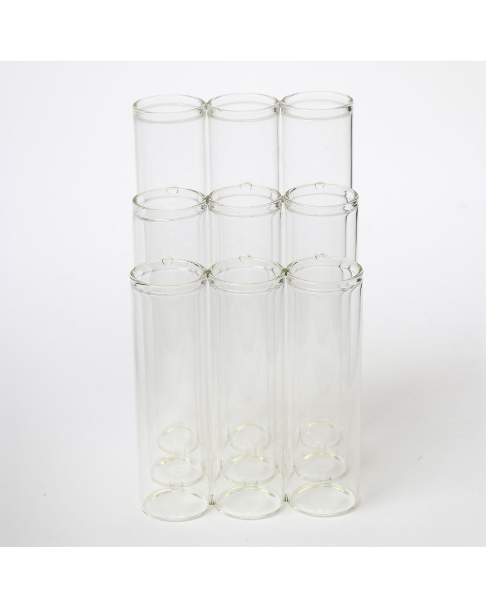 Le Forge Test Tube 9pc Vase 3x3 Sloped in clear glass