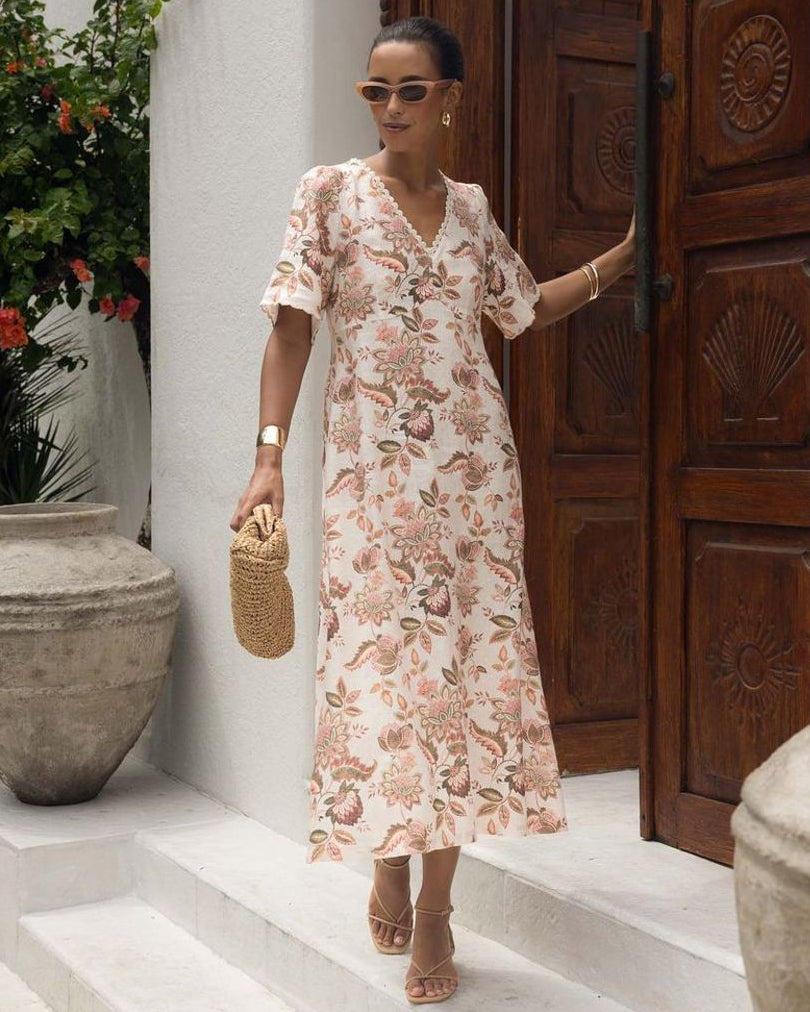 Humidity Bohemian Rose Midi Dress