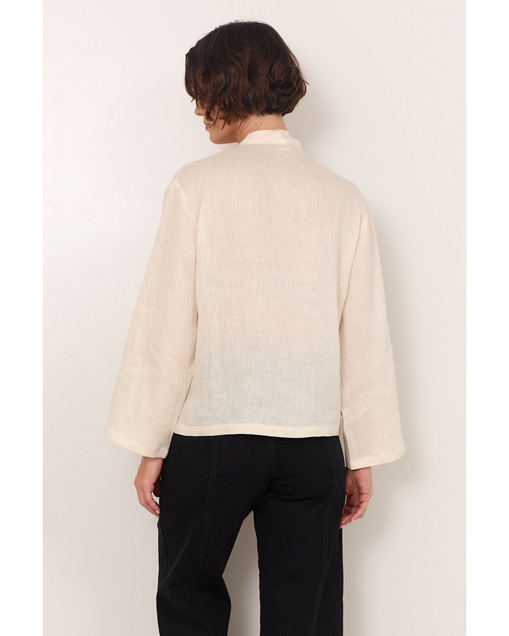 Adorne Luka Lightweight Linen Top in Cream