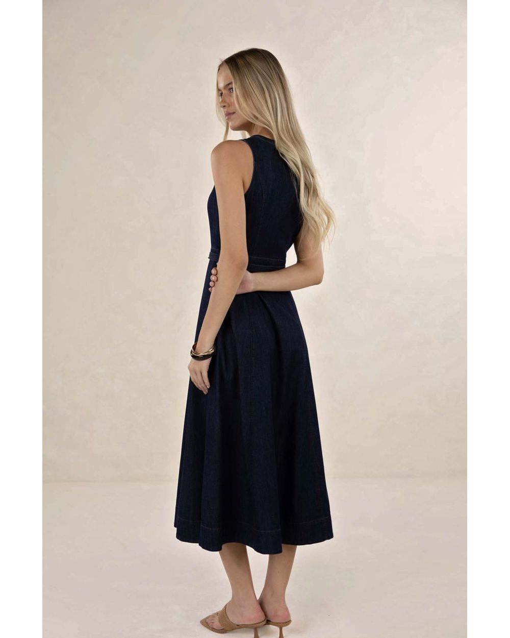 Humidity Ivy Denim Midi Dress in dark denim