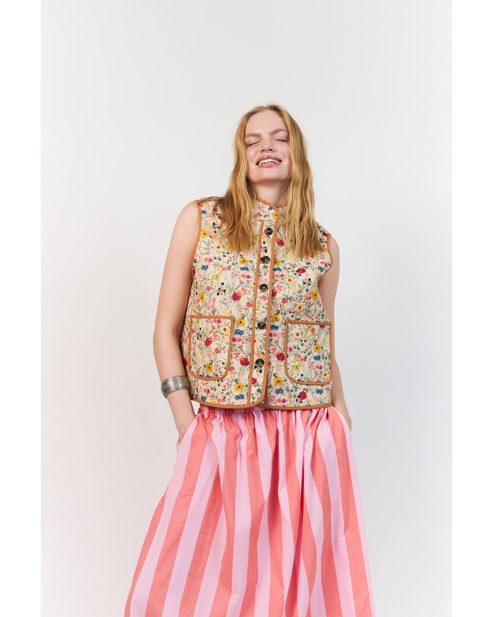 Lolly's Laundry Akane Maxi Skirt in Light Pink stripe