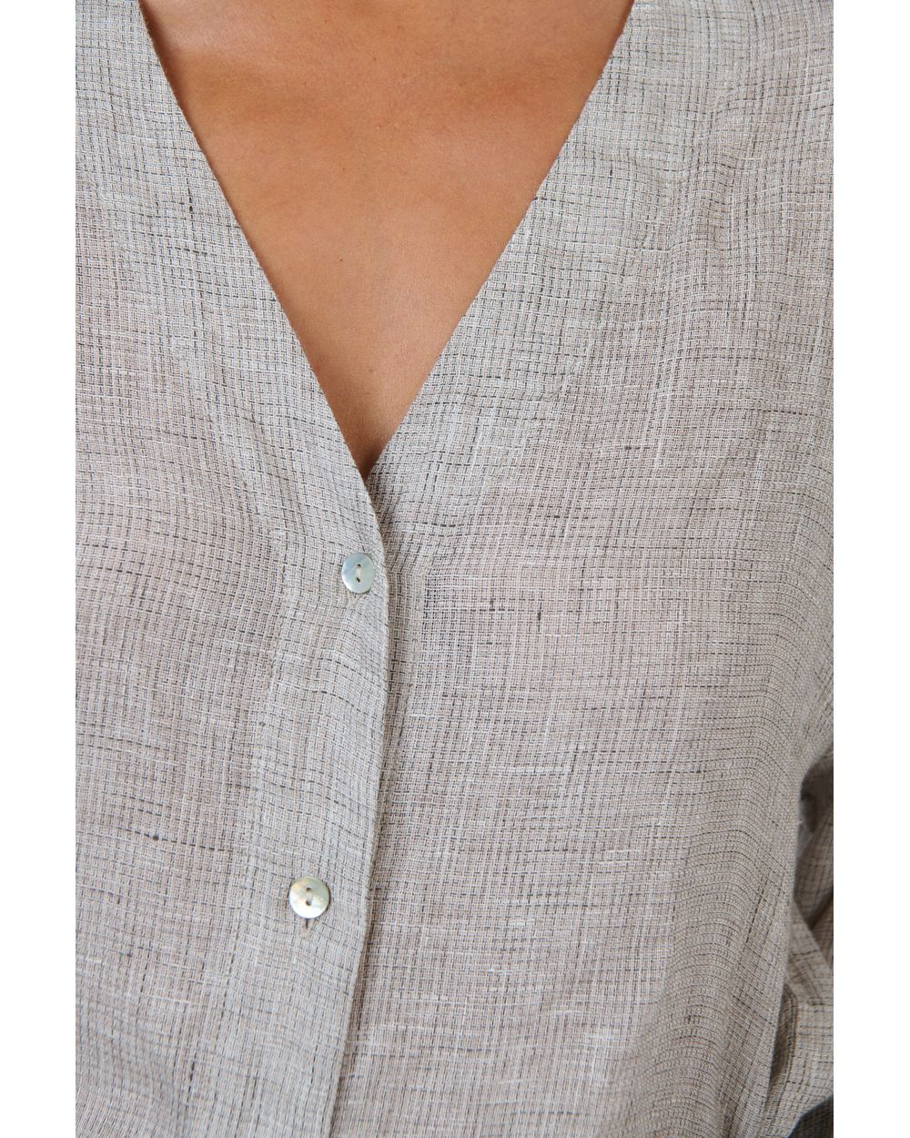 Naturals by O&J linen top in chai, front view