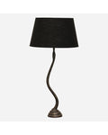 Colonial Snake Lamp Base with Raw Linen Shade