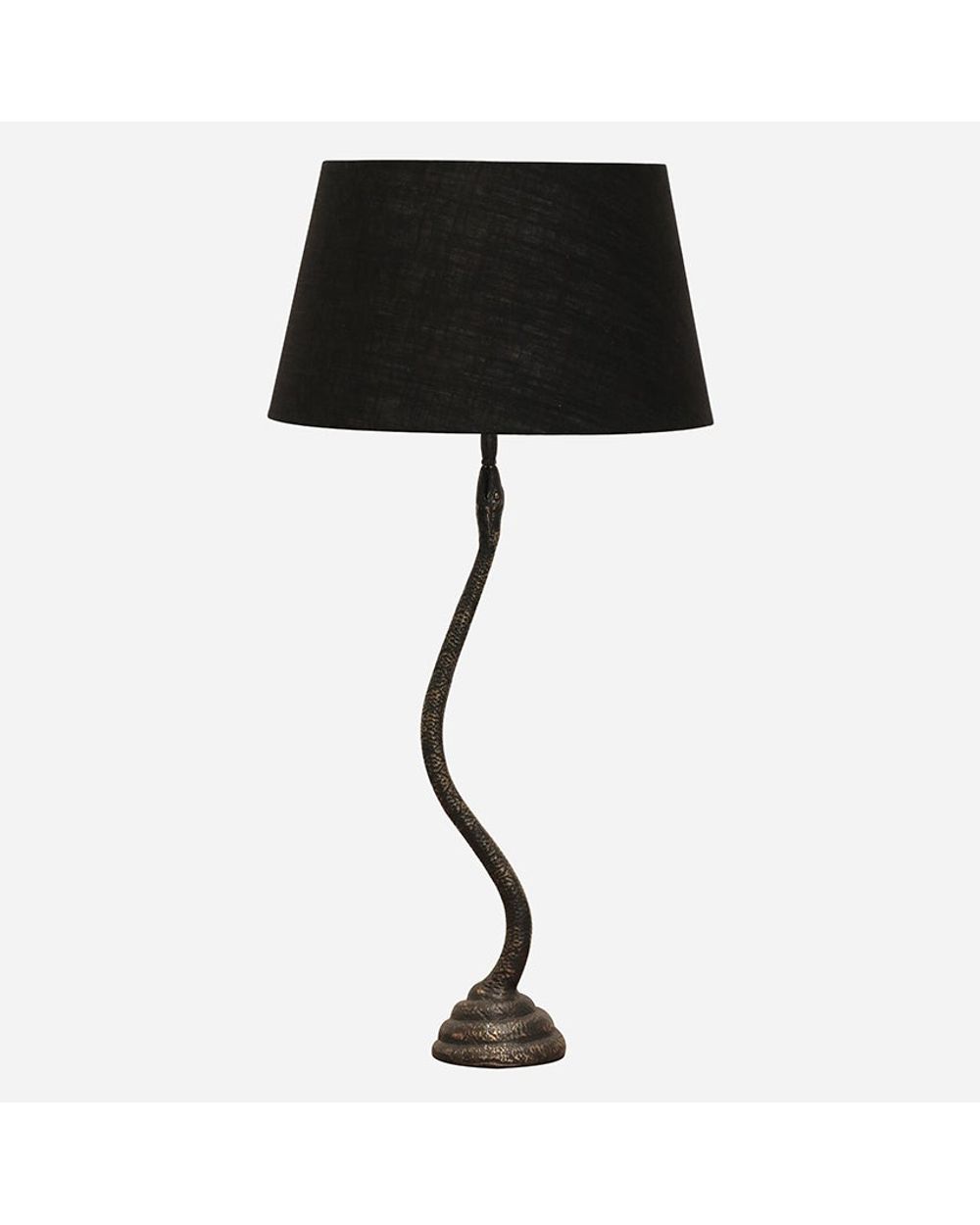 Colonial Snake Lamp Base with Raw Linen Shade
