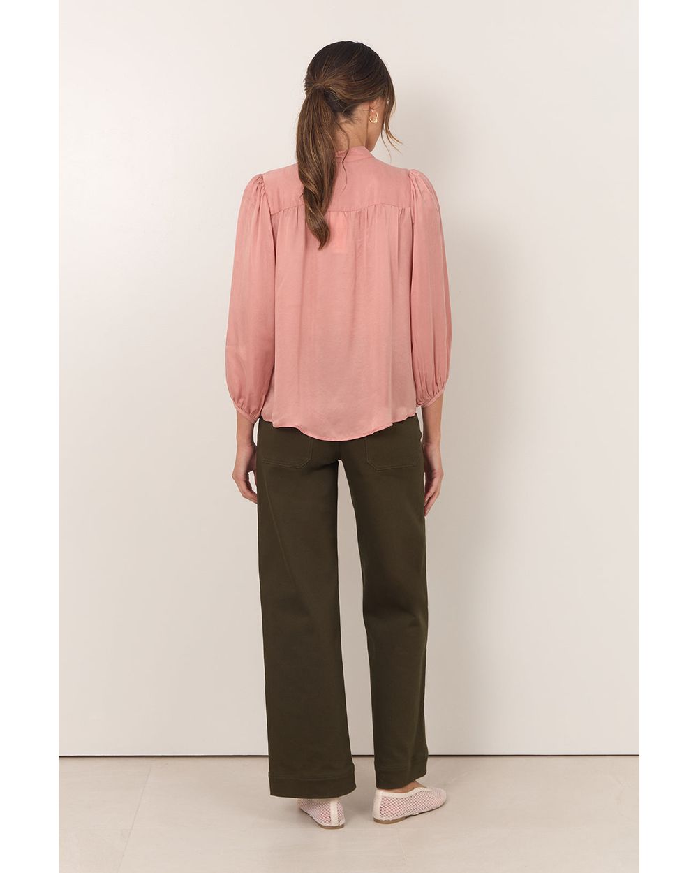Adorne Tinsley Cupro Top in Rose