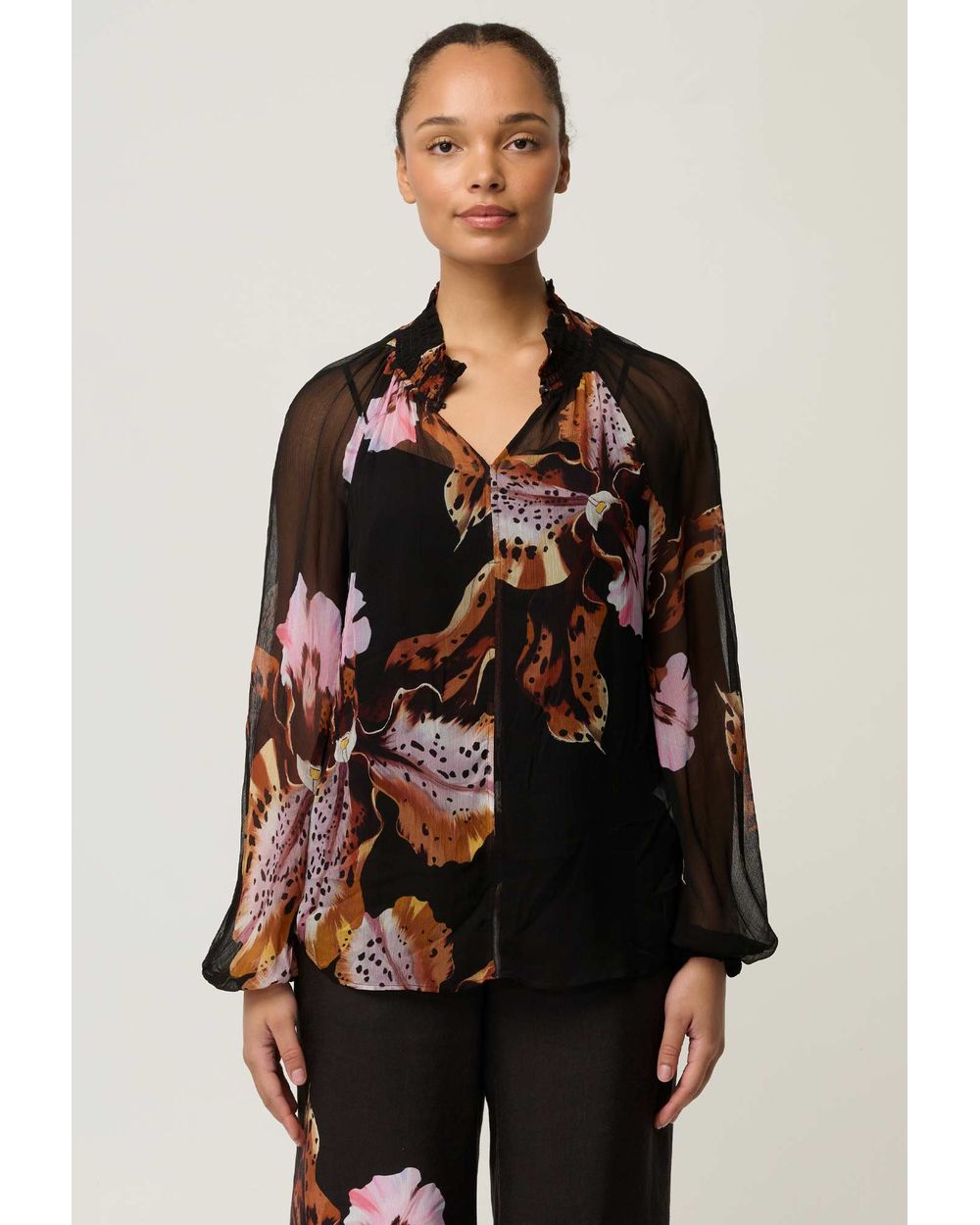 Maris Sheer Chiffon Blouse (Sunset Orchid)