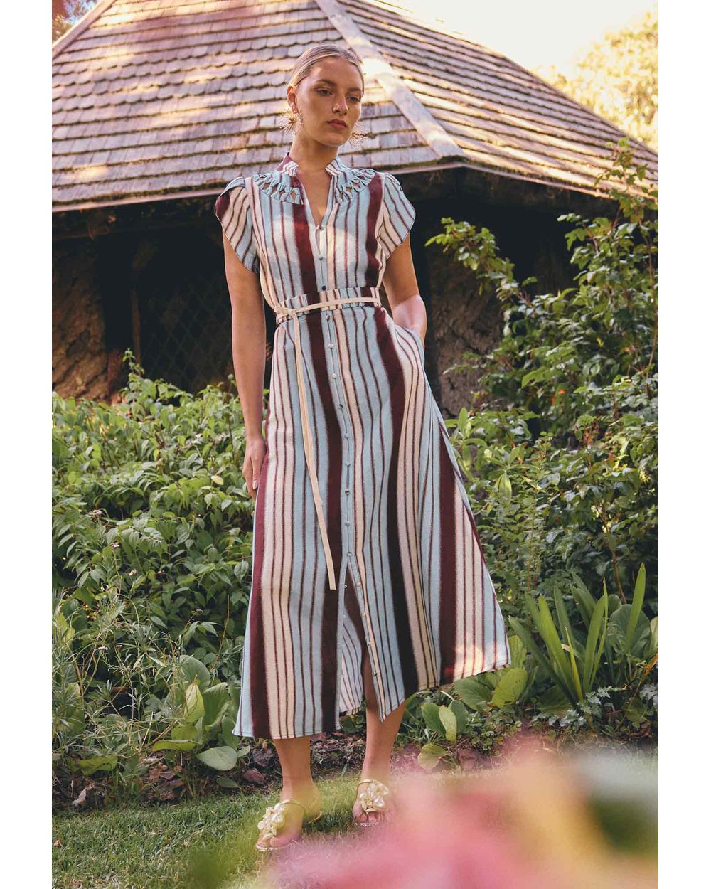Cattleya Smock Maxi Dress (Iridescent Stripe)