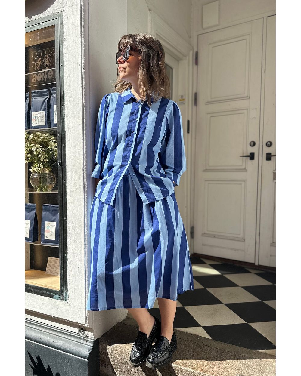 Lolly's Laundry Akane Maxi Skirt in Blue stripe