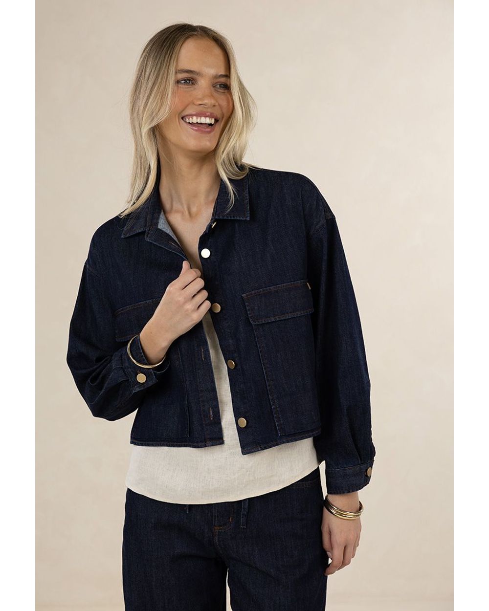 Humidity Ivy Denim Jacket in dark denim