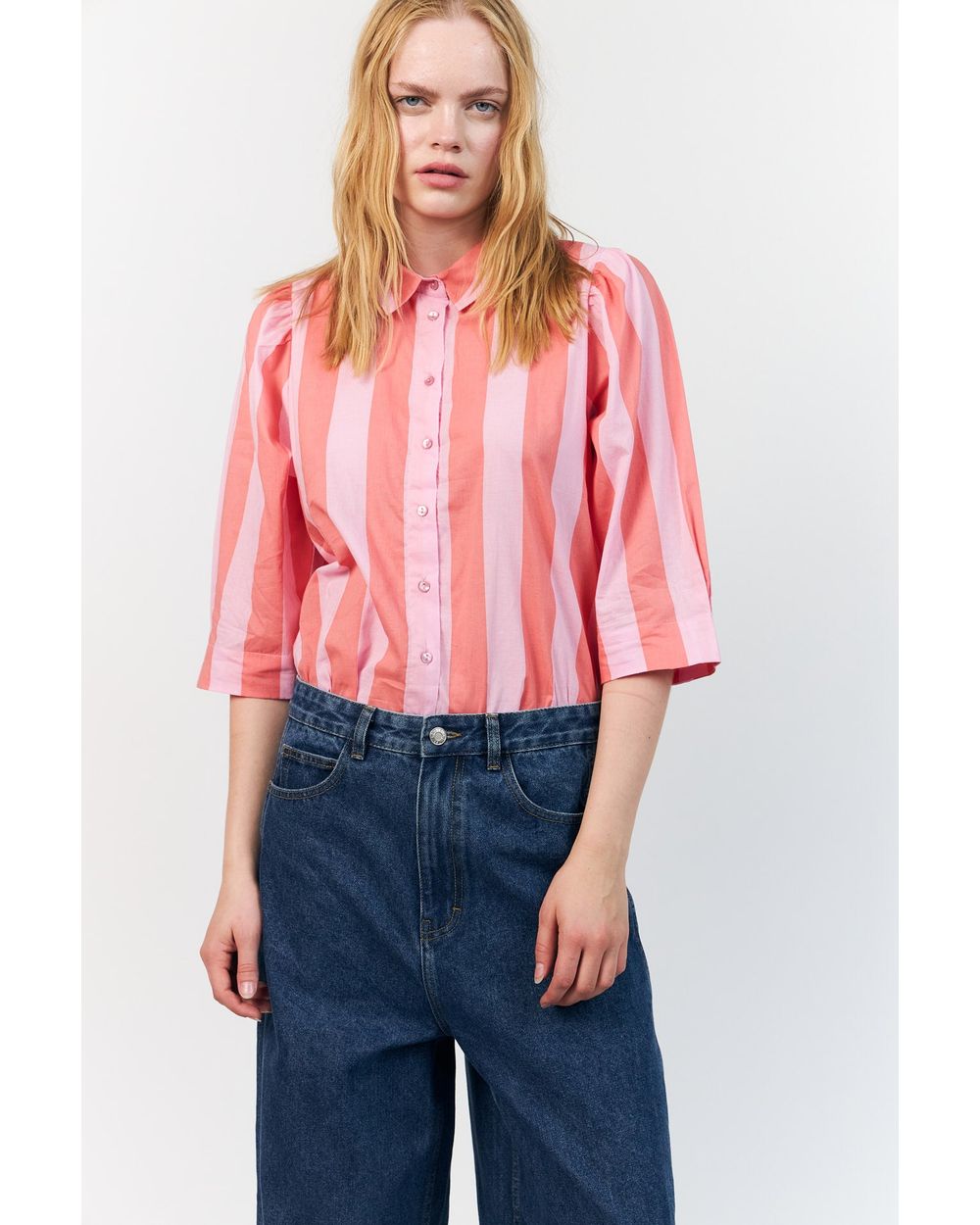 Lolly's Laundry Bono Shirt in wide stripe Light Pink