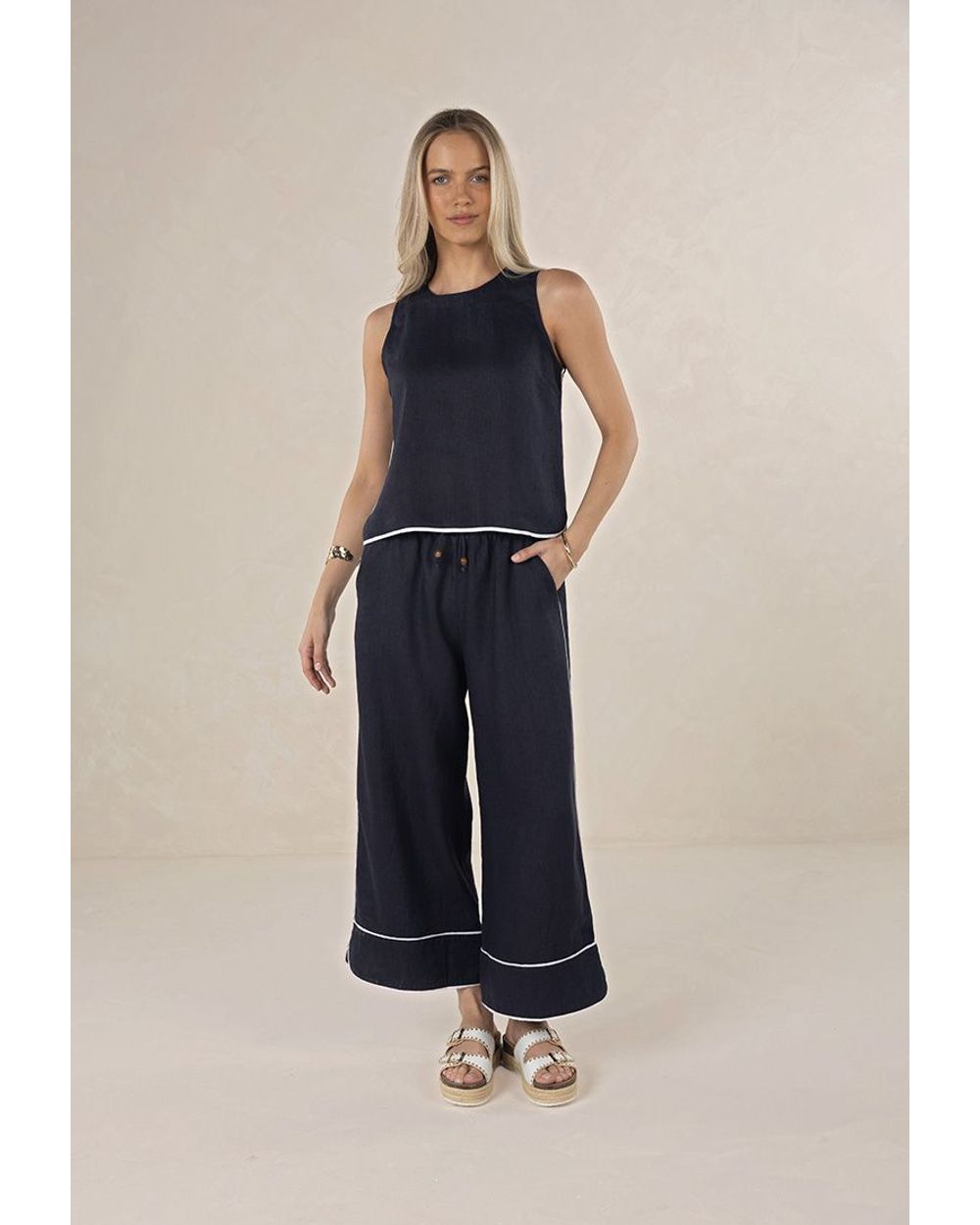 Humidity Lugano Pant in Navy and White