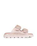 Los Cabos Toledo two strap slide in beige lizard