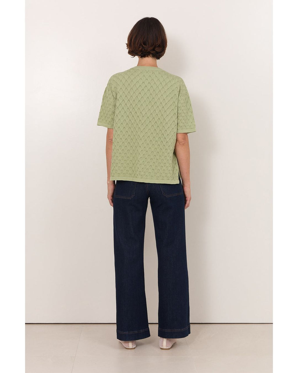 Adorne Bethany Textured Knit Top in Sage
