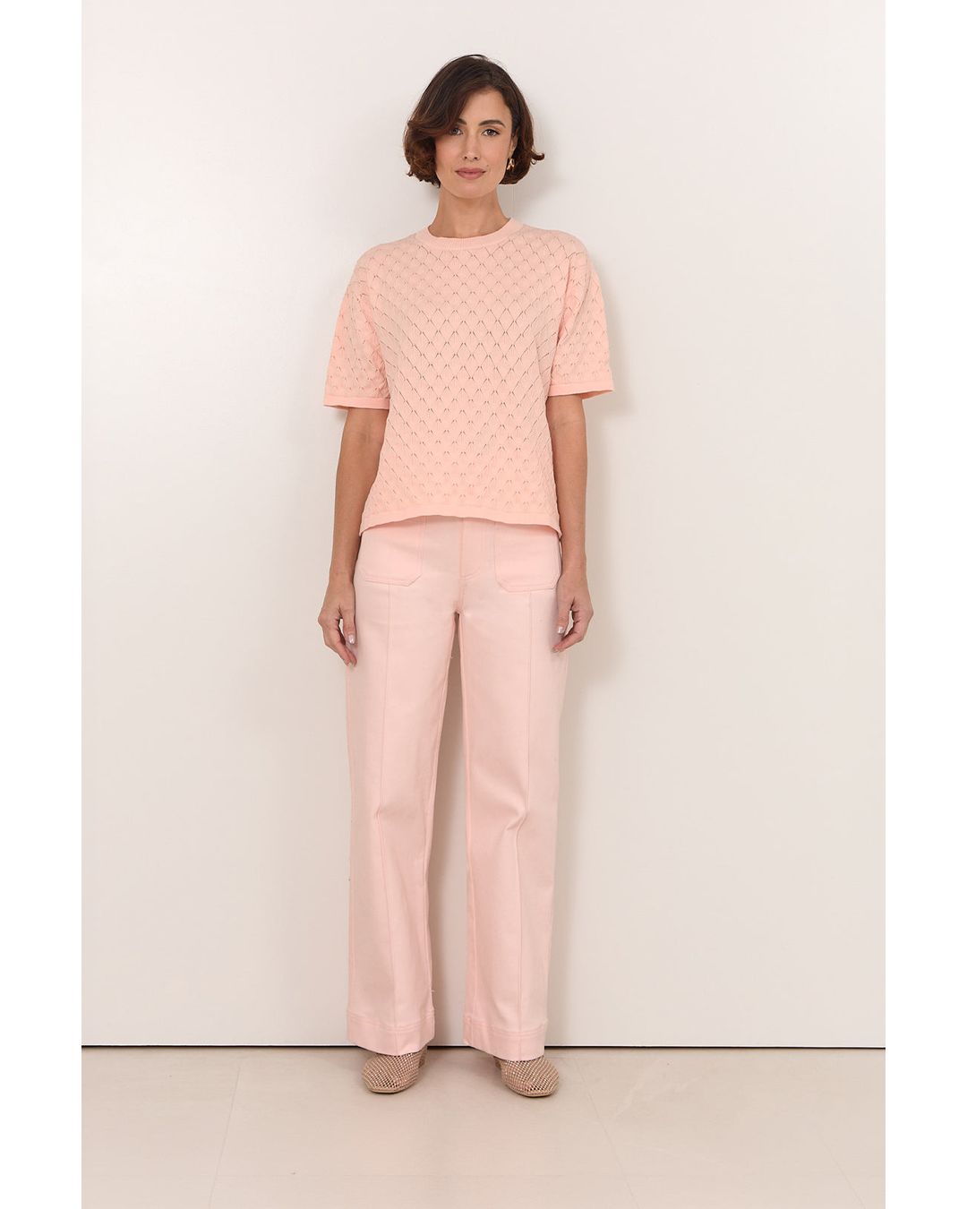 Adorne Bethany Textured Knit Top in Pink