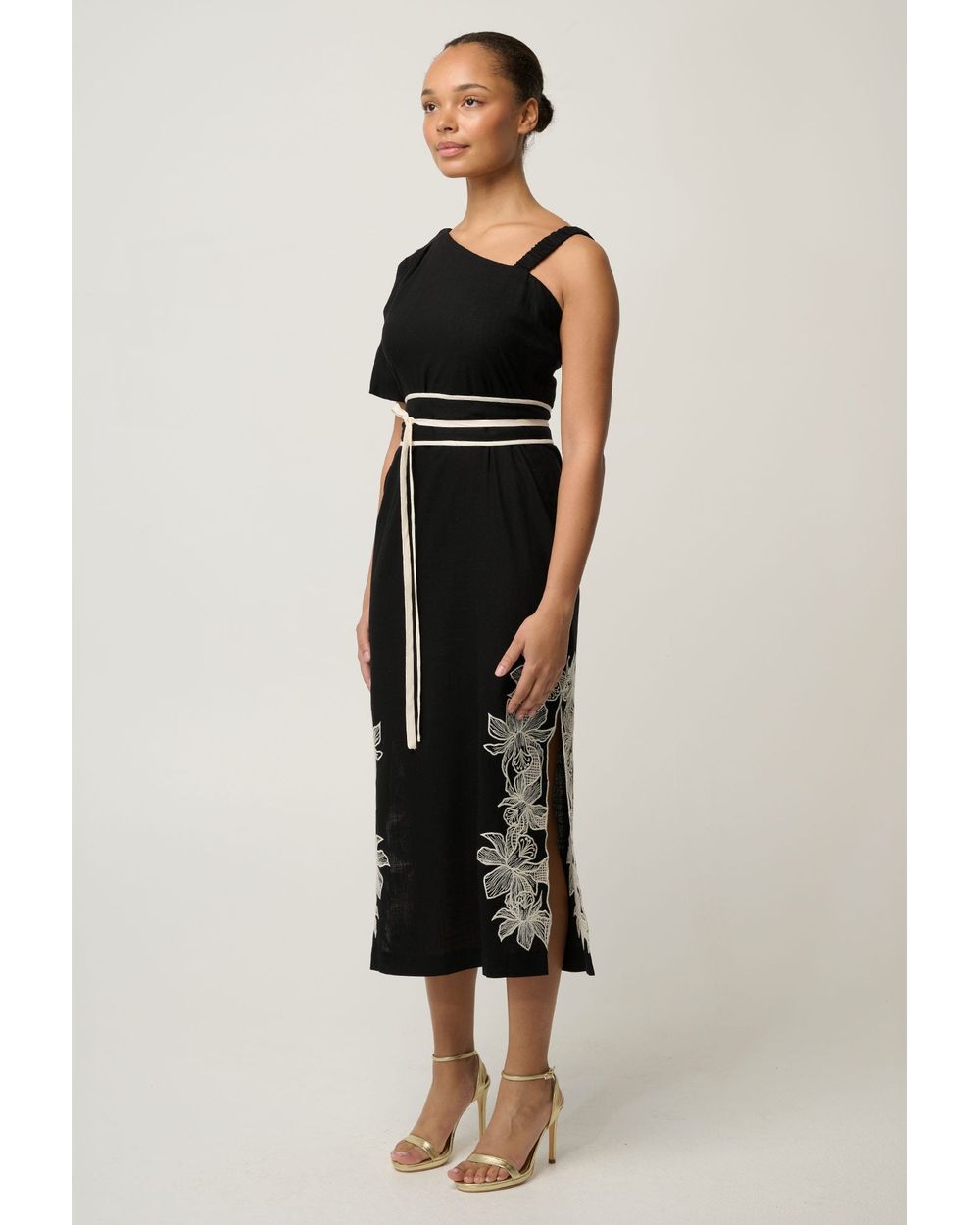 Elodie One Shoulder Dress (Black)