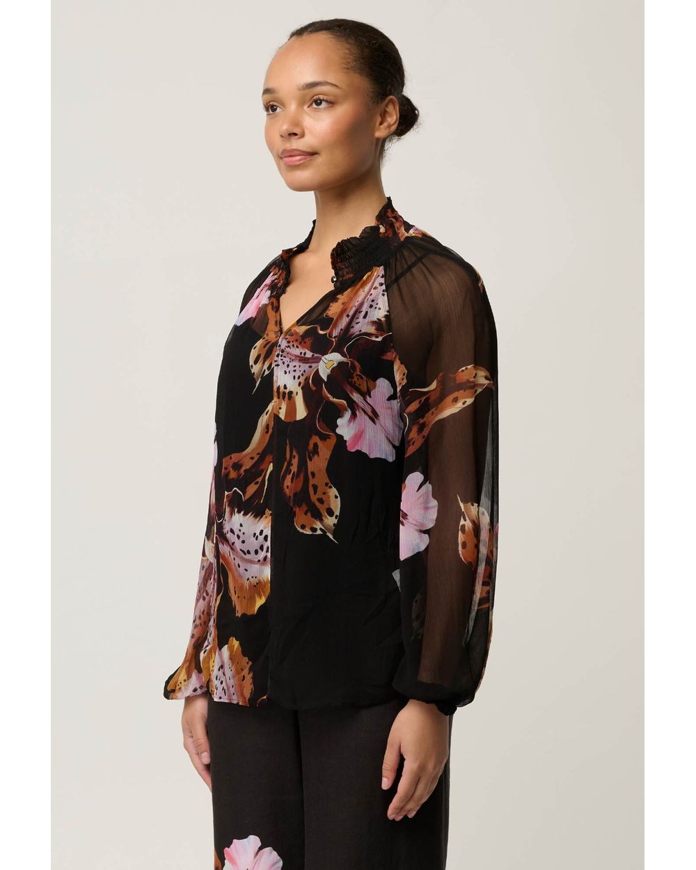Maris Sheer Chiffon Blouse (Sunset Orchid)