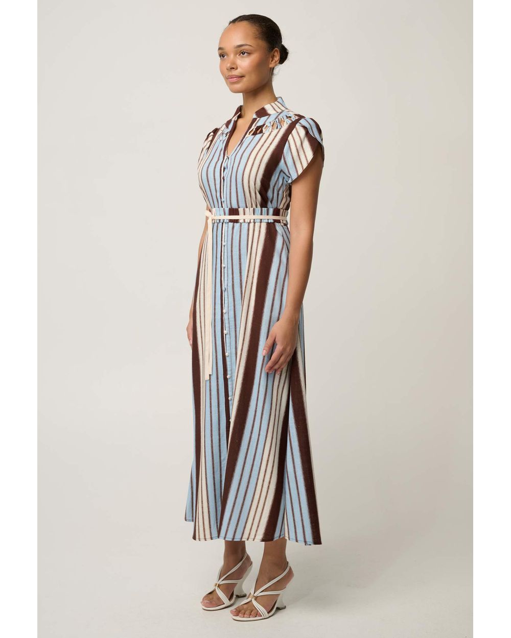 Cattleya Smock Maxi Dress (Iridescent Stripe)