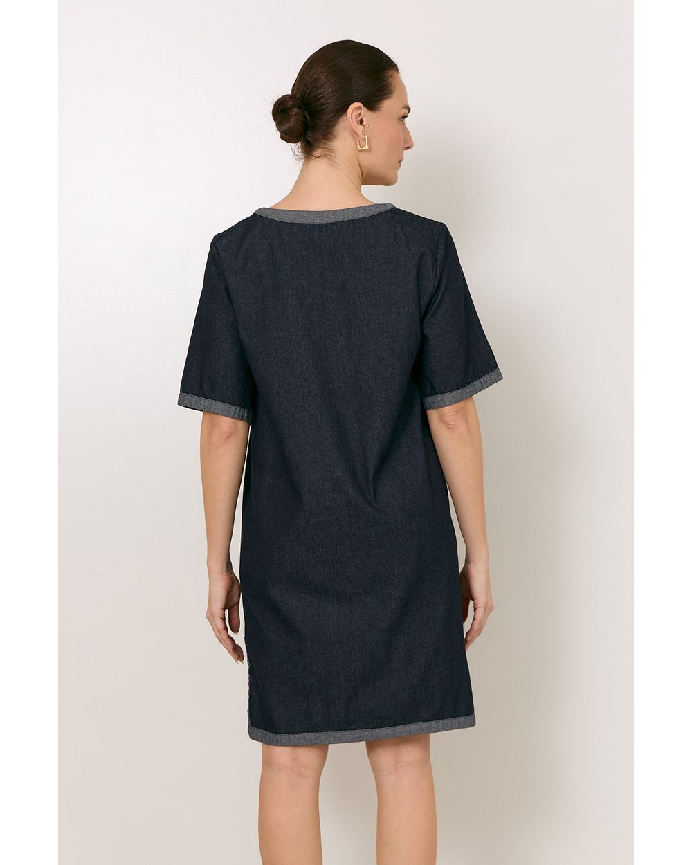 Adorne Sara Lightweight Denim Short Dress in Denim